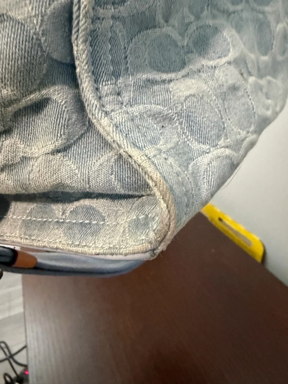 Coach Light Blue Signature Denim Tote with Detachable Strap - Picture 8 of 9